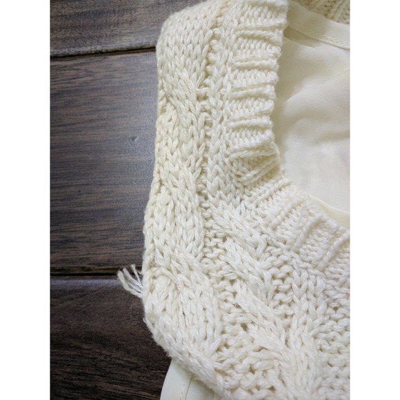 Moth Sweater Tank Cream Layered Crochet Knit Top - Picture 3 of 7